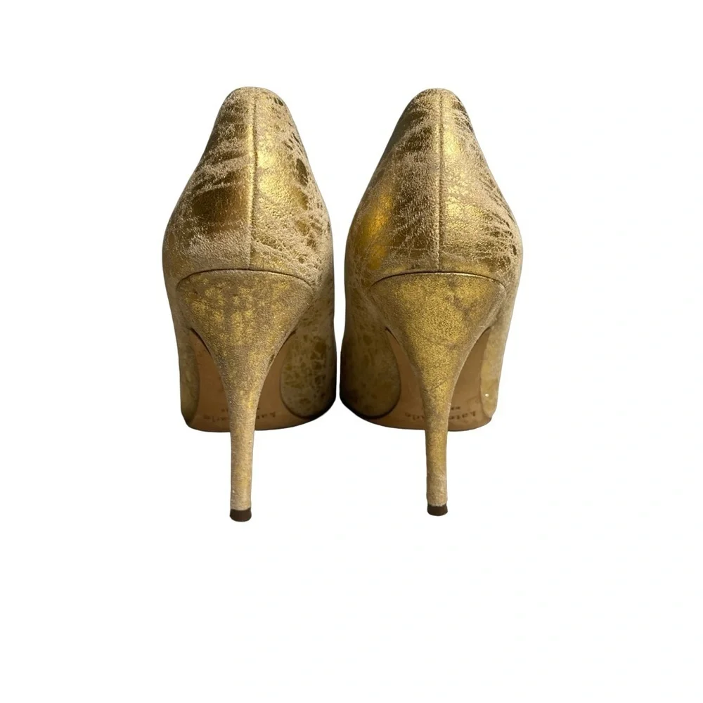 Kate Spade Gold Stiletto textured leather distressed looking size 6.5 Heels